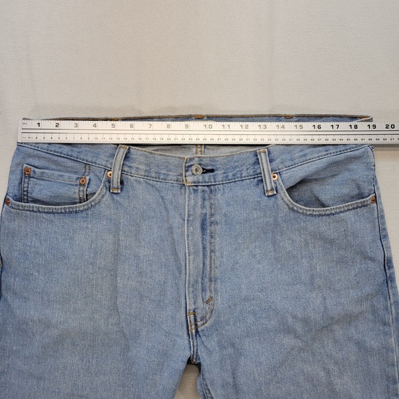 Levis 505 Jeans Mens 38x30 Blue Regular Straight Light Wash Mid Rise Y2K Denim - Picture 10 of 12
